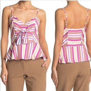 Parker Striped Bow Front Peplum Blouse